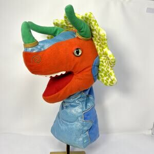 Manhattan Toys Dragon Dinosaur Hand Puppet Plush Animal Toy VTG Golf Club Cover